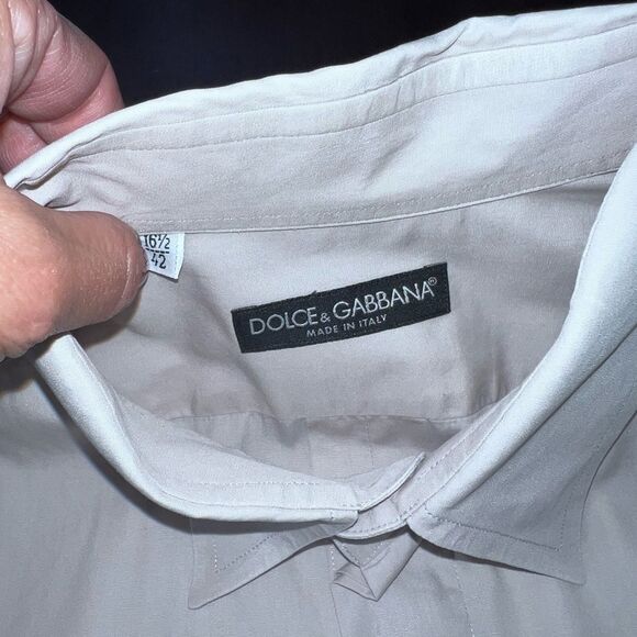 Dolce & Gabbana Slim Fit Stretch Dress Shirt Gray Kent Collar Italy 16.5 Luxury - Picture 8 of 11
